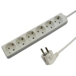 Power Multiple Socket Strip, 6x SCHUKO, 1.5 m, WHITE