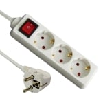 Power Multiple Socket Strip 3x SCHUKO, switch, 1.5 m, WHITE