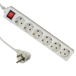 Power Multiple Socket Strip 6x SCHUKO, switch, 1.5 m, WHITE