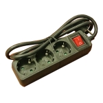 Power Multiple Socket Strip 3x SCHUKO, switch, 1.5 m, BLACK