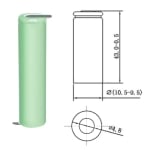 Battery Cell AAA 1.2V, 1000 mAh, Ni-MH (leads)